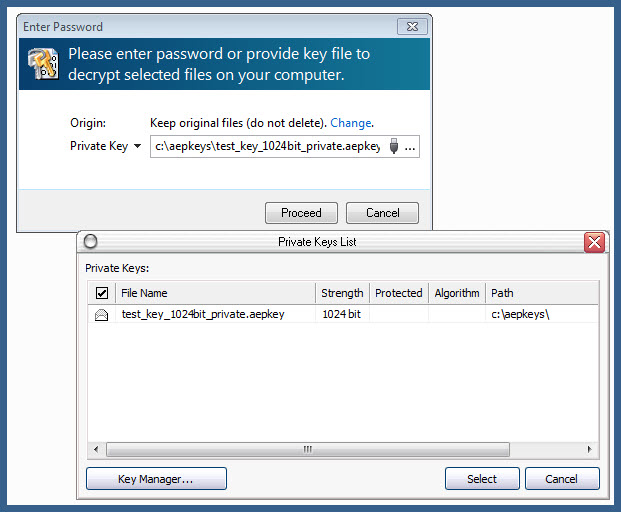 ability to select private key file
